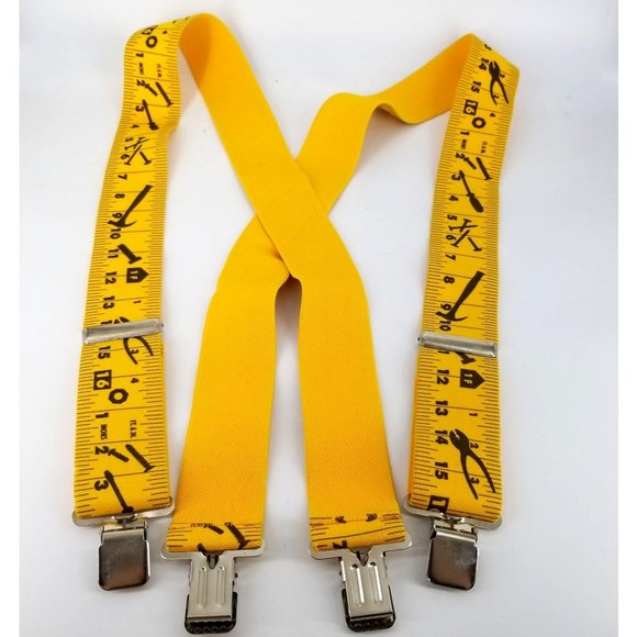 Vint Suspenders Tape Measure Ruler Construction Tool Wide Elastic Clips 46" x 2" - Picture 1 of 6